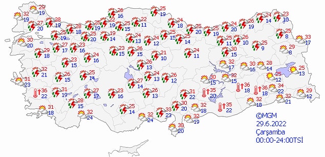 Bugün yurt genelinde hava şöyle: