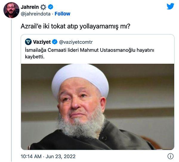 Jahrein Mahmut Ustaosmanoğlu hakkında attığı bu tweet ile gündeme gelmişti.