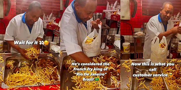 Poşete Patates Kızartması ve Tavuk Dolduran Sokak Satıcısının İzleyince Kolesterolünüzü Arttıracak Videosu