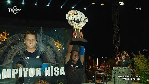 Nisa, böylece Türk Survivor tarihinin ikinci kadın şampiyonu unvanını da almış oldu.