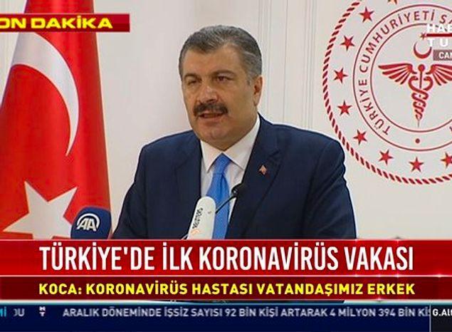 Sayın Sağlık Bakanımız bir haber kanalına çıkıp basın açıklaması yapmış ve ne demişti, “Türkiye’de ilk Covid-19 vakası görüldü ama sıkıntı yok şu an kendisi izolasyonda….”