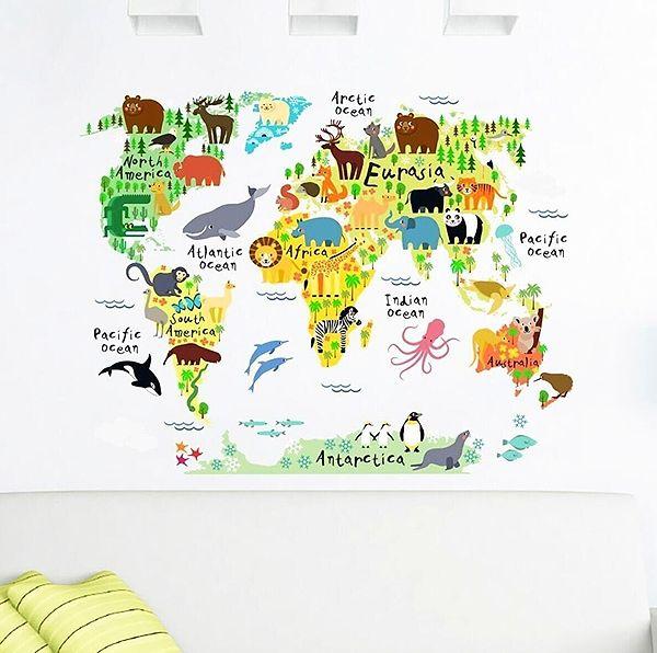 14. Çocuk odasına renk katacak eğitici renkli dünya haritası...