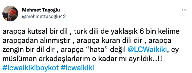 Bir kısım ise Arapça'nın kutsal bir dil olduğunu savunarak bir hata olmadığını söyledi;