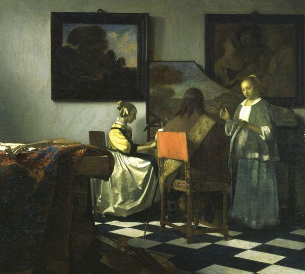 Öncelikle Hollandalı sanatçı Johannes Vermeer'ın 1664 tarihli "Konser" eseri,