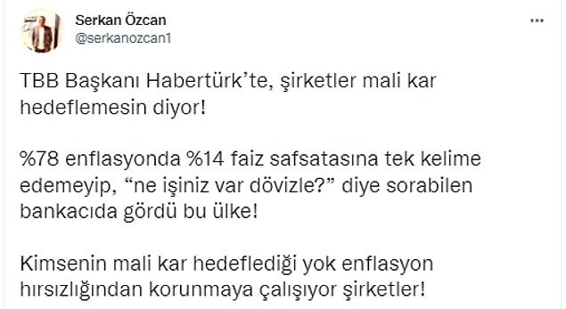 Üst düzey eski bankacı ve ekonomist olan Serkan Özcan, aynı zamanda Gelecek Partisi kurucularından. Özcan, Çakar'ın açıklamasının olduğu programdan kesitini bu 👇 sözlerle paylaştı