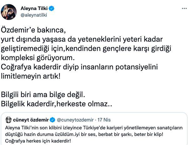 Cüneyt Özdemir'in eleştirisine öfkelenen Tilki ise Twitter hesabından "Bilgelik kaderdir, herkeste olmaz." diyerek Özdemir'in sözlerine ateş püskürmüştü.
