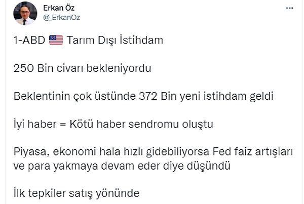 Sosyal medyada ise istihdam verisi ve Fed hamlelerine yönelik şu yorumlar dikkat çekti👇