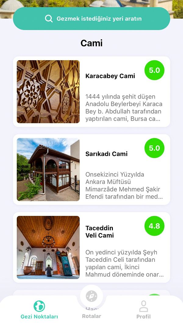 Uygulamada Altındağ bölgesinde olan müze ve diğer yerlere ilişkin puanlama ve yorumlar da bulunuyor.