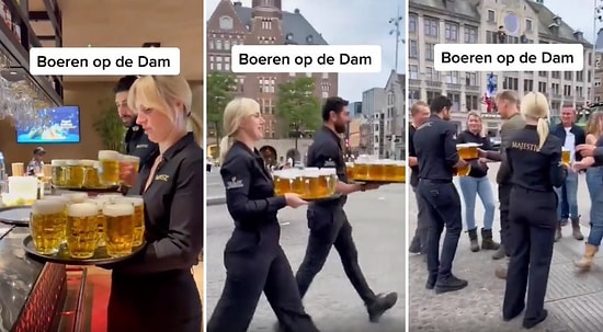 Hollanda'da Eylem Yapan Çiftçilere Bira İkram Ettiler