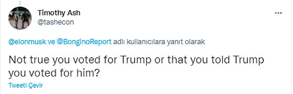 Ünlü ekonomist Timothy Ash de merak etti: "Trump'a oy verdiğin mi? Trump'a ona oy verdiğini söylediğin mi doğru değil?"