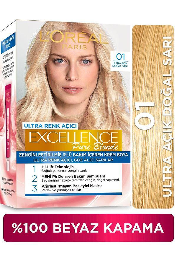 8. L'Oreal Paris Excellence Creme Saç Boyası 01 Ultra Açık Doğal Sarı