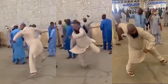 Hac'da Döne Döne Şeytan Taşlayan Adamın Bi' Acayip Görüntüleri Sosyal Medyada Gündem Oldu