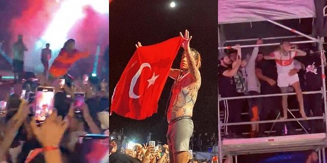 Seyircinin Üstüne Atladı, Türk Bayrağı Açtı: Ünlü Rapçi 6ix9ine Konser Verdiği İstanbul'u Salladı
