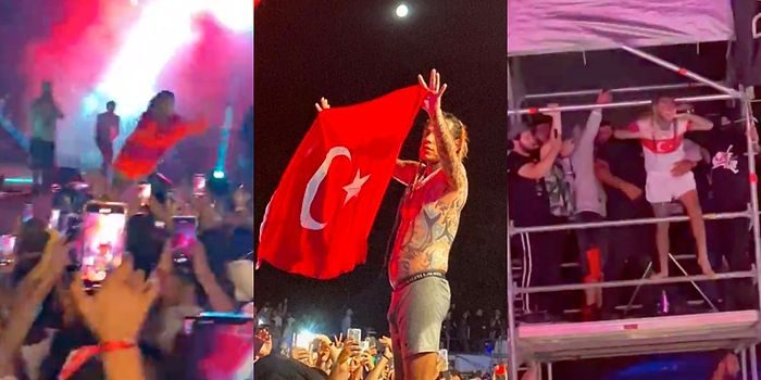 Seyircinin Üstüne Atladı, Türk Bayrağı Açtı: Ünlü Rapçi 6ix9ine Konser Verdiği İstanbul'u Salladı