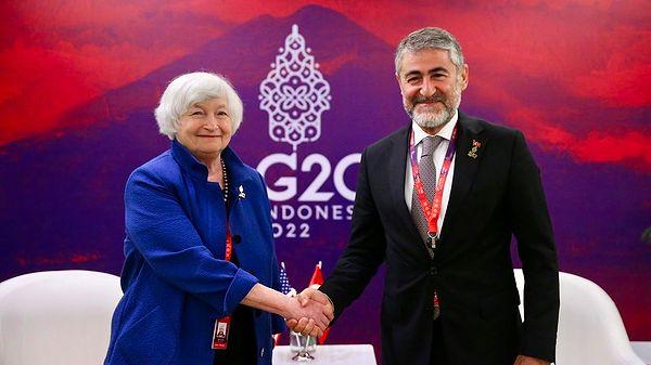 Hazine ve Maliye Bakanı Nureddin Nebati, G20 toplantıları marjında ABD’li mevkidaşı Hazine Bakanı Janet Yellen ile ikili bir görüşme gerçekleştirdi.