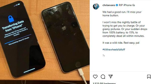 Chris Evans’ın iPhone 6s cihazına yazdığı veda notu şu şekildeydi.