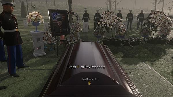8. Press F to pay respects:
