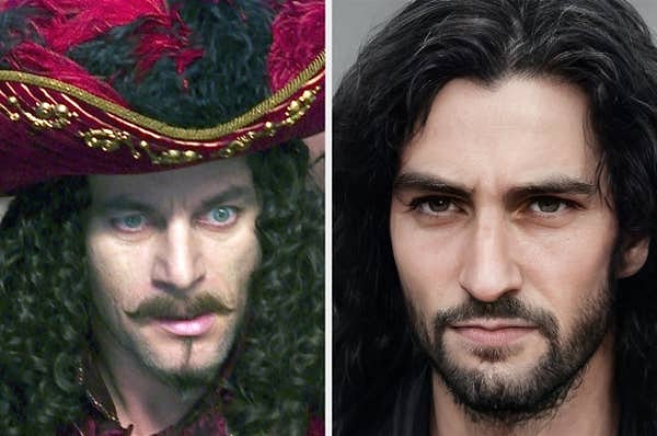 А вот как выглядит капитан Крюк, созданный ИИ, по сравнению с капитаном Крюк из фильма "Питер Пэн" (2003) в исполнении Джейсона Айзекса: