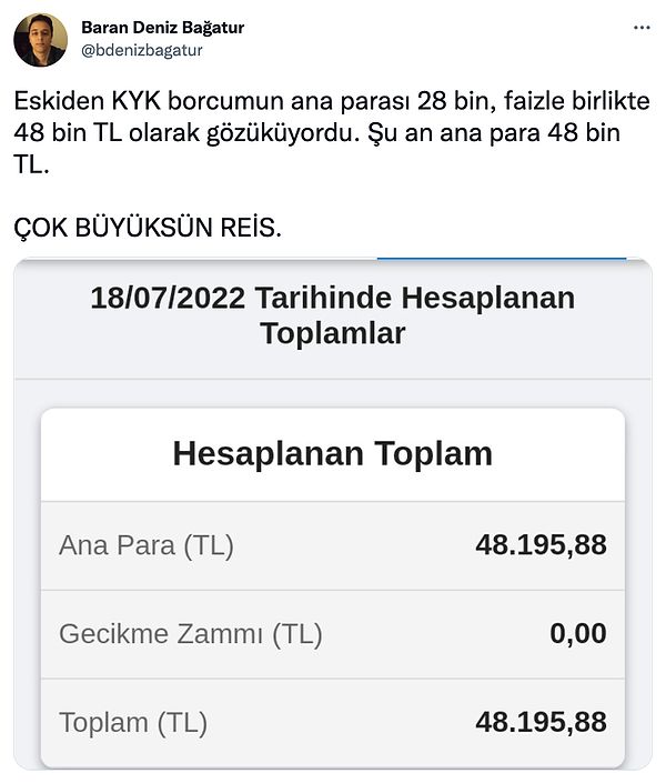 Yani ödenecek tutarda herhangi bir değişiklik olmamış, faizli tutar; ana paraya dönüşmüştü.