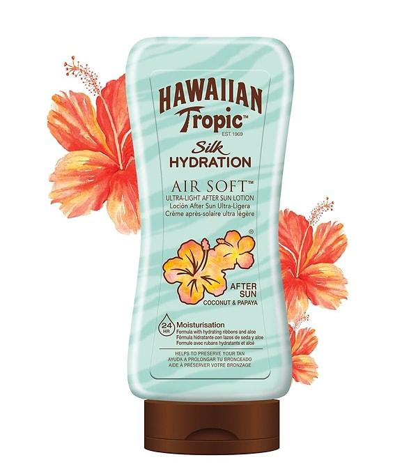 4. Güneş sonrası kremleri olmazsa olmaz! Hawaiian Tropic Silk Hydration güneş sonrası losyonu, cildine ihtiyacı olan nemi geri kazandıracak.