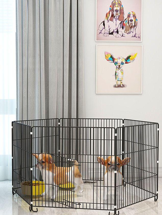16. Evcil hayvanlarınızın güvenli bir alana sahip olması için metal çit...