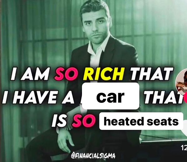 Tabi hal böyle olunca internette dalga konusu oldu. Aşağıdaki fotoğrafta, "O kadar zenginim ki koltuk ısıtmalı bir arabam var" yazıyor.