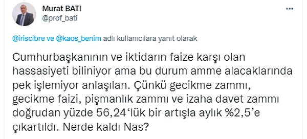 Prof. Dr. Murat Batı, bu konuda daha 2 gün önce 2001-2001 dönemini hatırlatırken, bu artışında bir anlamda faiz olduğunu hatırlattı.