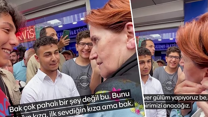 Akşener Küpesini Çıkarıp Gence Verdi: 'Bunu Sevdiğin İlk Kıza Ver Olur mu?'