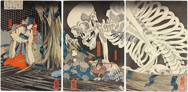 6. Utagawa Kuniyoshi - Cadı Takiyasha ve İskelet Hayaleti (1844)