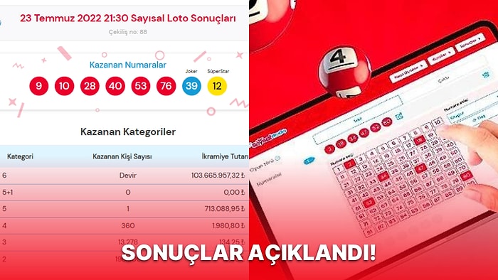 23 Temmuz Sayısal Loto Sonuçları Açıklandı: 23 Temmuz Cumartesi Gününün Sayısal Loto Kazandıran Numaraları