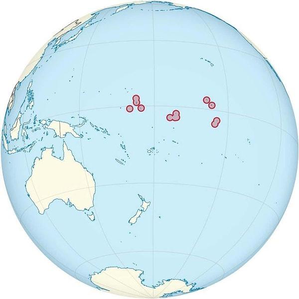 2. Dört yarım kürede de toprağı bulunan tek ülke: Kiribati
