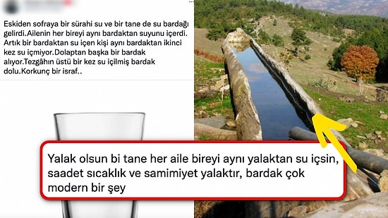 Eskiden Sofralarda Herkesin Aynı Bardaktan Su İçmesini Güzelleyen Kullanıcı Dalga Konusu Oldu