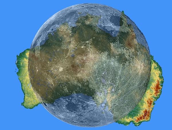 Ee yani Ay’ın Avustralya’dan daha geniş olması gerekmiyor mu? diyebilirsiniz. Ama hayır...