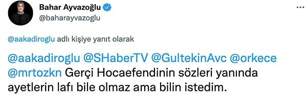 Ayvazoğlu'nun FETÖ firarilerinden Abdullah Abdulkadiroğlu'na Twitter'da cevap verdiği görüldü.