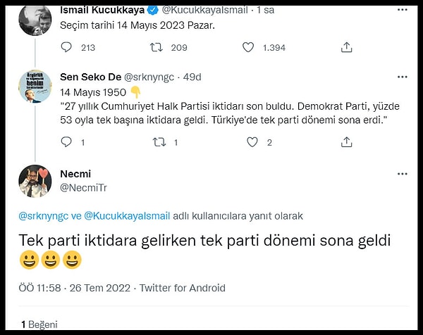 Erken seçim tarihini açıklayan İsmail Küçükkaya'ya tepkiler ise şu şekilde;