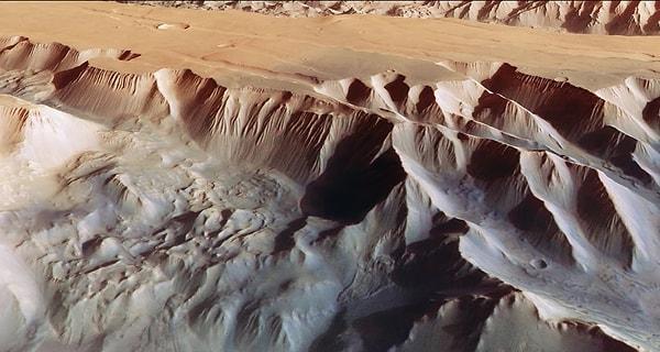 Görüntüler, kanyonun batı tarafını oluşturan ve bazen uçurum olarak adlandırılan iki hendek gösteriyor.