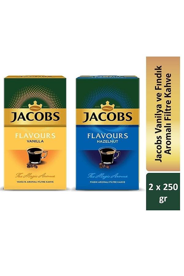 3. Jacobs vanilya ve fındık aromalı filtre kahveler.