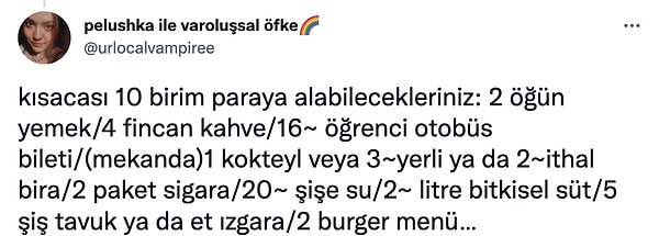 Bunlar da 10 birim parayla yani euro ile neler yapabileceğiniz.