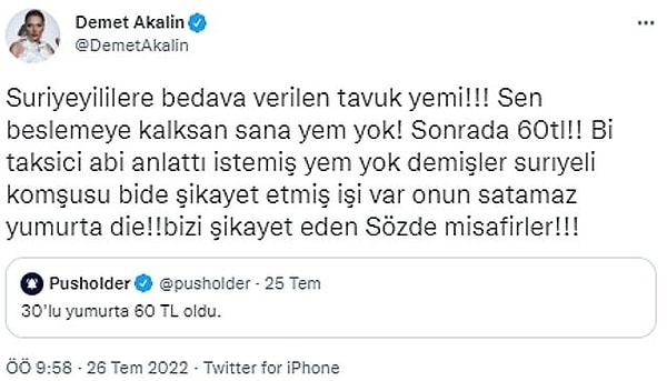 4. Dobra şarkıcı Demet Akalın, yumurtaya gelen son zammın ardından Suriyelilere yapılan yardımlara tepki gösterdi!