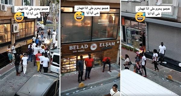 TikTok'ta "@yasermasri1983" isimli hesap tarafından paylaşılan görüntülerde, sokakta onlarca yabancı uyruklunun bulunduğu anlar görülüyor.