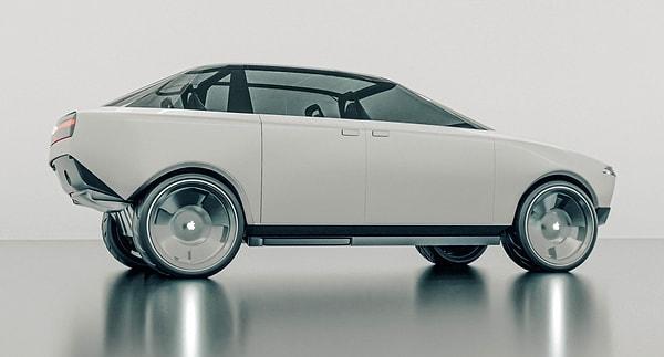 Apple otomobilinin tasarım çizgileri tamamen patentlerden yola çıkılarak tasarlanmış. Tekerleklerdeki Apple logosuna dikkat edebilirsiniz. Ayrıca ilginç ve fütüristik bir araç dizaynıyla karşı karşıyayız.