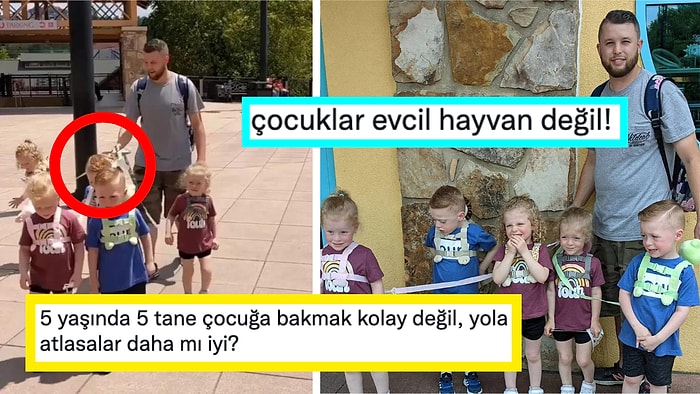 5 Yaşındaki Beşiz Çocuklarına 'Güvenlik İçin' Tasma Takarak Gezdiren Baba Tartışma Konusu Oldu!