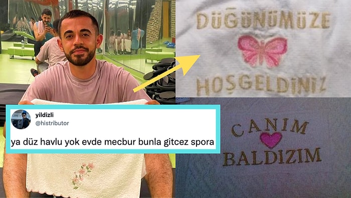 Evde Düz Havlu Olmadığı İçin Spor Salonuna "Düğünümüze Hoş Geldiniz" Yazılı Havluyla Gitmek Zorunda Kalan Adam