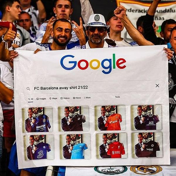 Süper Kupa maçında Real Madrid tribünlerinde eğlenceli pankartlar da sosyal medyada epey paylaşıldı.