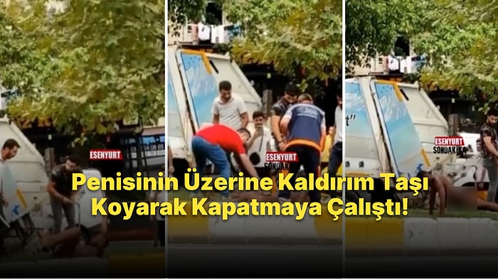 Çıplak Bir Şekilde Sokakta Spor Yapan Siyahi Erkeğin Penisini Gizlemek İçin Kaldırım Taşı Koyan Vatandaş