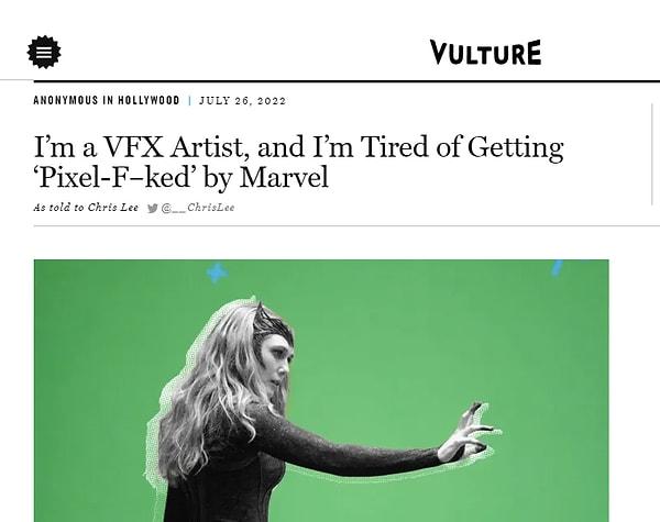 Yayınladığı 'Ben bir görsel efekt sanatçısıyım ve Marvel'ın beni sömürmesinden bıktım.' adlı makalesinde Marvel ile çalışmanın ne kadar zor olduğunu ve bu süreçte adeta sinir krizleri geçirdiğini öne sürdü.