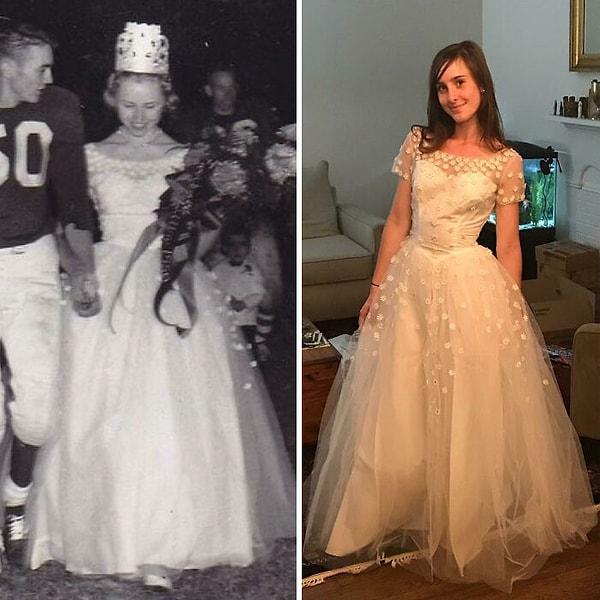 25. "1957'de büyükannemin mezuniyetinde giydiği elbise, 60 yıl sonra benim üzerimde."