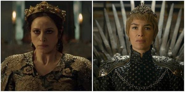 9. Calanthe ve 'Game of Thrones'taki Cersei Lannister toplumun cinsiyet tabularına karşı sert tepkiler gösteriyorlar.