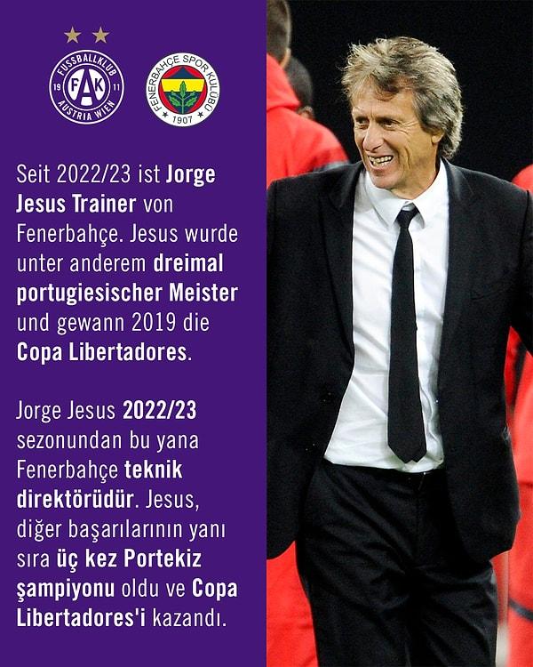 Fenerbahçe'nin ünlü teknik direktörü Jorge Jesus'un da tanıtıldığı paylaşımda Portekizli çalıştırıcının başarılarından bahsedildi.