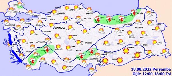 18 Ağustos Türkiye Geneli Hava Durumu